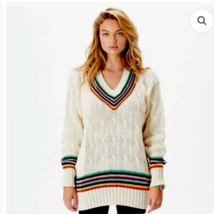 Rowing Blazers × Target Adult Croquet Stripe Cable-Knit Preppy Sweater NWOT